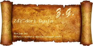Zádori Gyula névjegykártya